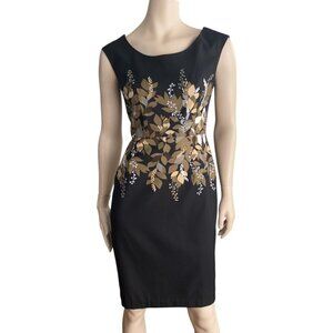 Jessica Sleeveless Midi Leif Print Dress Sz 8